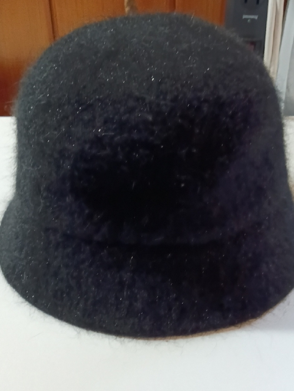 Nine West Black Rabbit/Wool Fuzzy Soft Bucket Hat